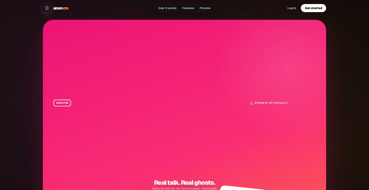 Anon VZN &mdash; live site screenshot
